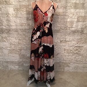 Me 2 Magic x Anthropologie Tiered Floral and Patchwork Maxi Dress